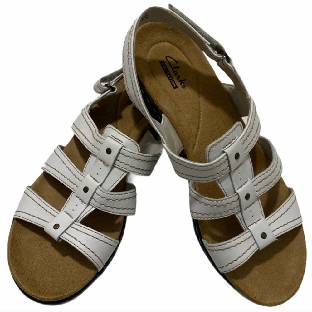 Clarks Collection Leisa Daisy white strap sandals
